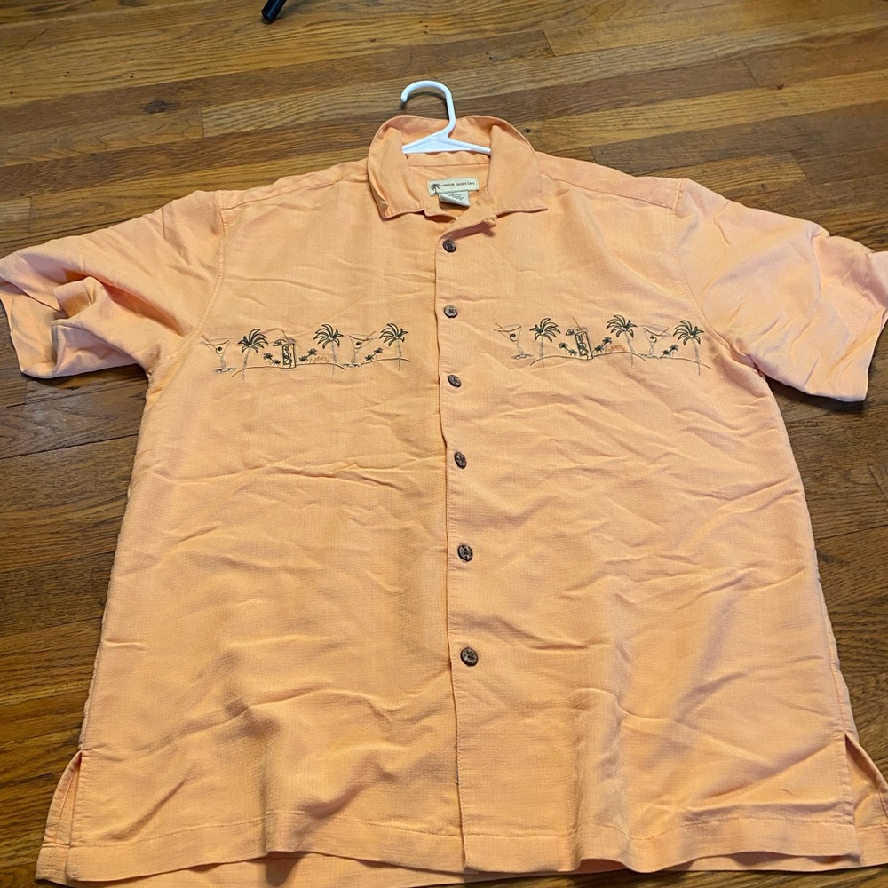 Havana Jack’s Cafe orange rayon button down- size L - Picture 3 of 6